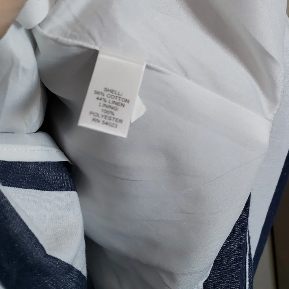 🪲 RARE Banana Republic Navy White striped linen pleated full maxi skirt 2/4 - Picture 6 of 6